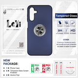 LeYi for Samsung Galaxy A15 5G Case with Glass Screen Protector, Shockproof Heavy Duty Protective Slim Fit Samsung Galaxy A15 5G Cell Phone Case Cover with Rotatable Ring Holder Magnetic Kickstand for Women