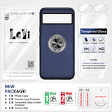 LeYi for Google Pixel 8 Case with Glass Screen Protector and Lens Protector, Shockproof Heavy Duty Protective Slim Fit Google Pixel 8 Cell Phone Case Cover with Rotatable Ring Holder Magnetic Kickstand for Women