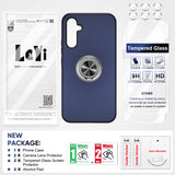 LeYi for Samsung Galaxy A34 5G Case with Glass Screen Protector and Lens Protector, Shockproof Heavy Duty Protective Slim Fit Samsung Galaxy A34 5G Cell Phone Case Cover with Rotatable Ring Holder Magnetic Kickstand for Women