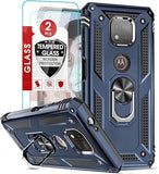 LeYi for Motorola Moto G Power 2021 Case, Motorola G Power 2021 Phone Case with Glass Screen Protector Replacement, Military-Grade Shockproof Magnetic Ring Stand Cell Android Case Cover