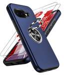 LeYi for Google Pixel 10A Case with Glass Screen Protector and Lens Protector, Shockproof Heavy Duty Protective Slim Fit Google Pixel 10A Cell Phone Case Cover with Rotatable Ring Holder Magnetic Kickstand for Women