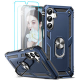 LeYi for Samsung Galaxy A16 Phone Case, Samsung A16 Phone Case with Glass Screen Protector Replacement, Military-Grade Shockproof Magnetic Ring Stand Cell Android Case Cover