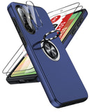 LeYi for Samsung Galaxy A57 5G Case with Glass Screen Protector and Lens Protector, Shockproof Heavy Duty Protective Slim Fit Samsung Galaxy A57 5G Cell Phone Case Cover with Rotatable Ring Holder Magnetic Kickstand for Women