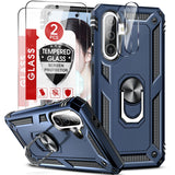 LeYi for Samsung Galaxy A56 5G Case with Glass Screen Protector Replacement, Military-Grade Shockproof Magnetic Ring Stand Cell Android Case Cover