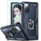 LeYi for Samsung Galaxy S20 FE Case with Glass Screen Protector Replacement, Military-Grade Shockproof Magnetic Ring Stand Cell Android Case Cover