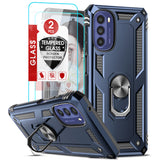 LeYi for Motorola Moto G 5G 2022 Case, Motorola G 2022 Phone Case with Glass Screen Protector Replacement, Military-Grade Shockproof Magnetic Ring Stand Cell Android Case Cover