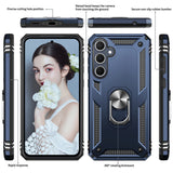 LeYi for Samsung Galaxy A35 5G Case with Glass Screen Protector Replacement, Military-Grade Shockproof Magnetic Ring Stand Cell Android Case Cover