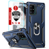 LeYi for Samsung Galaxy A71 5G Phone Case, Samsung A71 5G Phone Case with Glass Screen Protector Replacement, Military-Grade Shockproof Magnetic Ring Stand Cell Android Case Cover