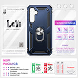 LeYi for Samsung Galaxy S23 FE Phone Case, Samsung S23 FE Phone Case with Glass Screen Protector Replacement, Military-Grade Shockproof Magnetic Ring Stand Cell Android Case Cover
