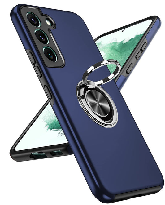 LeYi for Samsung Galaxy S22 Case, Shockproof Heavy Duty Protective Slim Fit Samsung Galaxy S22 Cell Phone Case Cover with Rotatable Ring Holder Magnetic Kickstand for Women