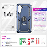 LeYi for Samsung Galaxy A34 5G Case with Glass Screen Protector Replacement, Military-Grade Shockproof Magnetic Ring Stand Cell Android Case Cover