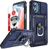 LeYi for Motorola-Moto G Play 2024 Case: with Slide Camera Cover and Screen Protector, [Military-Grade] Cellphone Case Cover with Magnetic Ring Kickstand for Moto G Play 2024