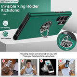 LeYi for Samsung Galaxy S22 Ultra Case, Shockproof Heavy Duty Protective Slim Fit Samsung Galaxy S22 Ultra Cell Phone Case Cover with Rotatable Ring Holder Magnetic Kickstand for Women