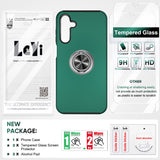 LeYi for Samsung Galaxy A15 5G Case with Glass Screen Protector, Shockproof Heavy Duty Protective Slim Fit Samsung Galaxy A15 5G Cell Phone Case Cover with Rotatable Ring Holder Magnetic Kickstand for Women