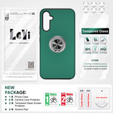 LeYi for Samsung Galaxy A34 5G Case with Glass Screen Protector and Lens Protector, Shockproof Heavy Duty Protective Slim Fit Samsung Galaxy A34 5G Cell Phone Case Cover with Rotatable Ring Holder Magnetic Kickstand for Women