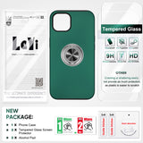 LeYi for iPhone 13 Case with Glass Screen Protector, Shockproof Heavy Duty Protective Slim Fit iPhone 13 Cell Phone Case Cover with Rotatable Ring Holder Magnetic Kickstand for Women