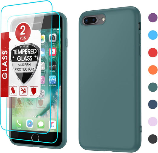 LeYi for iPhone 7 Plus/8 Plus Cases, 7 Plus/8 Plus Cover with Tempered Glass Screen Protectors, Soft Silicone Ultra Slim Shockproof Cover with Anti-Scratch Microfiber Lining 7 Plus/8 Plus Case