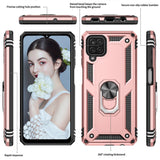 LeYi for Samsung Galaxy A12 Case with Glass Screen Protector Replacement, Military-Grade Shockproof Magnetic Ring Stand Cell Android Case Cover