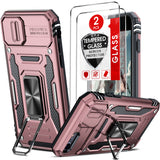LeYi iPhone SE 3rd/ 2nd Generation Case: 7/8/ SE 2022 2020 Phone Cover with Slide Camera Cover+ 2pcs Tempered Glass Screen Protector, Full Body Case with Kickstand for SE
