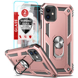 LeYi for iPhone 11 Phone Case, iPhone 11 Phone Case with Glass Screen Protector Replacement, Military-Grade Shockproof Magnetic Ring Stand Cell Android Case Cover