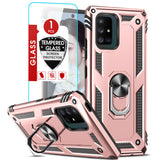 LeYi for Samsung Galaxy A71 5G Phone Case, Samsung A71 5G Phone Case with Glass Screen Protector Replacement, Military-Grade Shockproof Magnetic Ring Stand Cell Android Case Cover