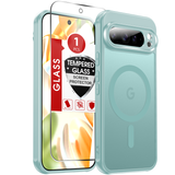 LeYi for Google Pixel-9-Pro Phone Case: Pixel 9 Pro Case with Screen Protector, [Mag-Safe Fit] Matte Translucent Soft-Touch & Full Body Shockproof para Phone Case Pixel 9 Pro