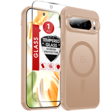 LeYi for Google Pixel-9-Pro Phone Case: Pixel 9 Pro Case with Screen Protector, [Mag-Safe Fit] Matte Translucent Soft-Touch & Full Body Shockproof para Phone Case Pixel 9 Pro