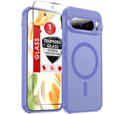 LeYi for Google Pixel-9-Pro Phone Case: Pixel 9 Pro Case with Screen Protector, [Mag-Safe Fit] Matte Translucent Soft-Touch & Full Body Shockproof para Phone Case Pixel 9 Pro