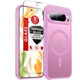 LeYi for Google Pixel-9-Pro Phone Case: Pixel 9 Pro Case with Screen Protector, [Mag-Safe Fit] Matte Translucent Soft-Touch & Full Body Shockproof para Phone Case Pixel 9 Pro