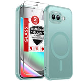 LeYi for Google Pixel-9A Case: Pixel 9A Phone Case with [2 Packs] Screen Protector & Camera Bump Protection, [Mag-Safe Fit] Matte Translucent, Shockproof para Pixel9A Cover Unlocked Accessories