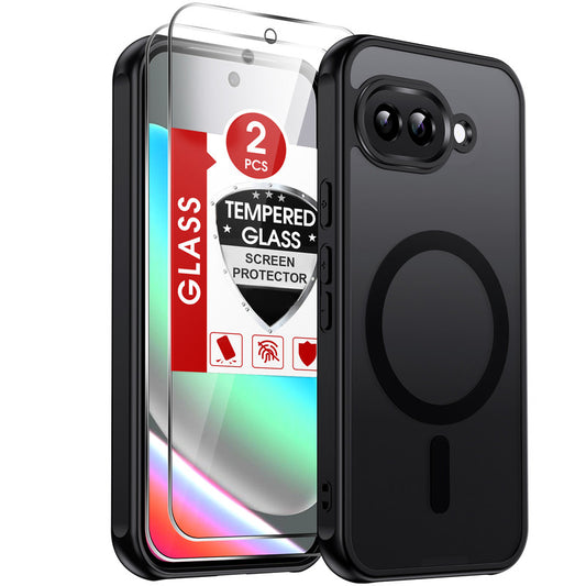 LeYi for Google Pixel-9A Case: Pixel 9A Phone Case with [2 Packs] Screen Protector & Camera Bump Protection, [Mag-Safe Fit] Matte Translucent, Shockproof para Pixel9A Cover Unlocked Accessories