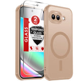 LeYi for Google Pixel-9A Case: Pixel 9A Phone Case with [2 Packs] Screen Protector & Camera Bump Protection, [Mag-Safe Fit] Matte Translucent, Shockproof para Pixel9A Cover Unlocked Accessories