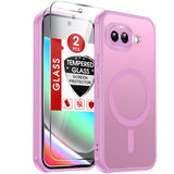 LeYi for Google Pixel-9A Case: Pixel 9A Phone Case with [2 Packs] Screen Protector & Camera Bump Protection, [Mag-Safe Fit] Matte Translucent, Shockproof para Pixel9A Cover Unlocked Accessories