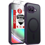 LeYi for Google Pixel-9A Case: Pixel 9A Phone Case with [2 Packs] Screen Protector & Camera Bump Protection, [Mag-Safe Fit] Matte Translucent, Shockproof para Pixel9A Cover Unlocked Accessories