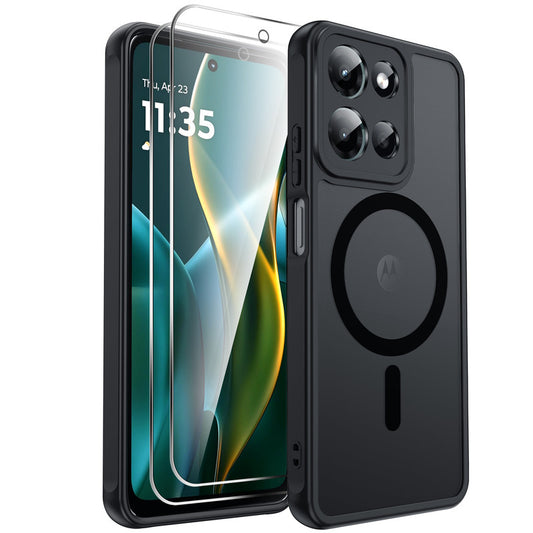 LeYi for Moto G Play 2026 Case: Compatible with Mag-Safe with Screen Protector, Military-Grade Matte Translucent Soft-Touch Skin Funda para Moto G Play 2026
