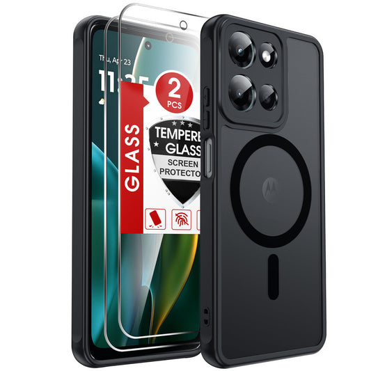 LeYi for Motorola Moto G-2026 Phone Case: Moto G Play 2026/2025 Case [Magnet Fit] with 2X Screen Protector & Raised Camera Guard, Matte Translucent Slim Translucent para Moto G 2026/2025 Case