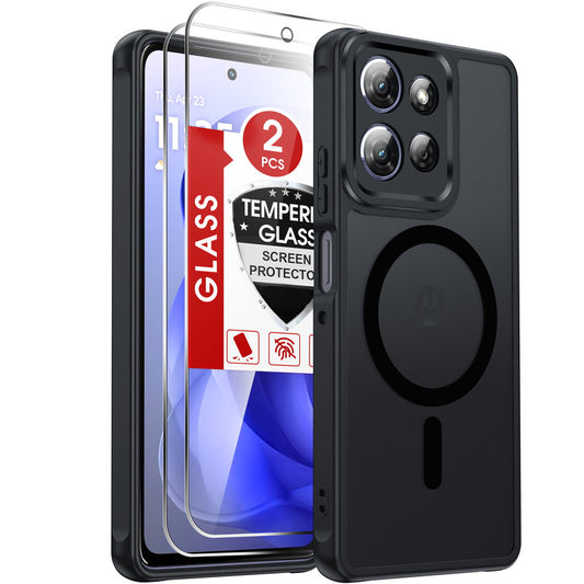 LeYi for Moto G-Power-2025/2026 Case: Motorola G Power 2026 Case [Mag-Safe Fit] with [2 Packs] Screen Protector, Raised Camera Guard Slim Translucent Soft-Touch for Moto G Power 2025 Phone Case