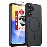 LeYi for Samsung Galaxy A15-5G Phone Case: Samsung A15 5G Case [Magnet Fit] with Screen Protector & Camera Bump Protection, Slim Frosted Translucent Soft-Touch para Samsung Galaxy A15 5G Case