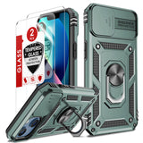 LeYi for iPhone 13 Phone Case: with Slide Camera Cover and Screen Protector, [Military-Grade] Cellphone Case Cover with Magnetic Ring Kickstand for iPhone 13