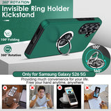 LeYi for Samsung Galaxy S26 Case with Glass Screen Protector and Lens Protector, Shockproof Heavy Duty Protective Slim Fit Samsung Galaxy S26 Cell Phone Case Cover with Rotatable Ring Holder Magnetic Kickstand for Women