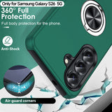 LeYi for Samsung Galaxy S26 Case with Glass Screen Protector and Lens Protector, Shockproof Heavy Duty Protective Slim Fit Samsung Galaxy S26 Cell Phone Case Cover with Rotatable Ring Holder Magnetic Kickstand for Women