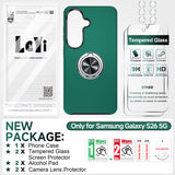 LeYi for Samsung Galaxy S26 Case with Glass Screen Protector and Lens Protector, Shockproof Heavy Duty Protective Slim Fit Samsung Galaxy S26 Cell Phone Case Cover with Rotatable Ring Holder Magnetic Kickstand for Women