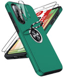 LeYi for Samsung Galaxy A57 5G Case with Glass Screen Protector and Lens Protector, Shockproof Heavy Duty Protective Slim Fit Samsung Galaxy A57 5G Cell Phone Case Cover with Rotatable Ring Holder Magnetic Kickstand for Women