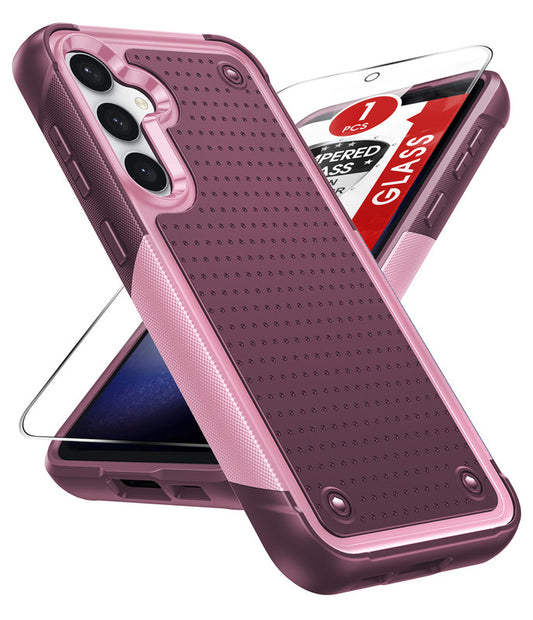 LeYi for Galaxy S23-FE-5G Phone Case, with Screen Protector for Women, Dual Layer Protective Hard PC Back & Soft Bumper Resilient Shock Absorb Case for Samsung S23 FE Case