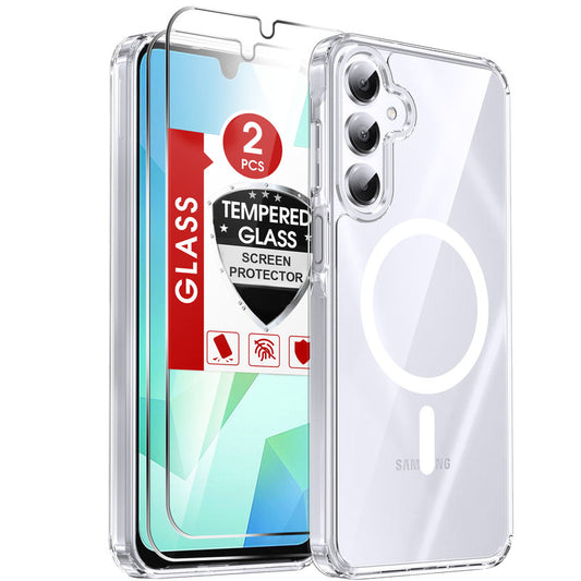 LeYi for Samsung Galaxy A16 5G Phone Case: [Mag-Safe Fit] with Screen Protector & Raised Camera Guard, Matte Translucent Slim Translucent Soft-Touch Protective para Samsung A16 5G Case