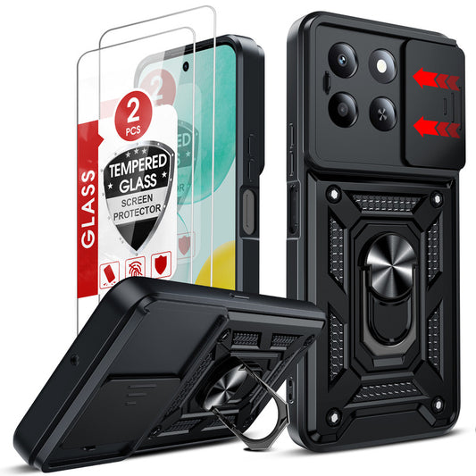 LeYi for Honor X6C 5G Case: Honour X6C Case with Tempered Glass Screen Protector, [Military-Grade] Shockproof Kickstand Phone Cover