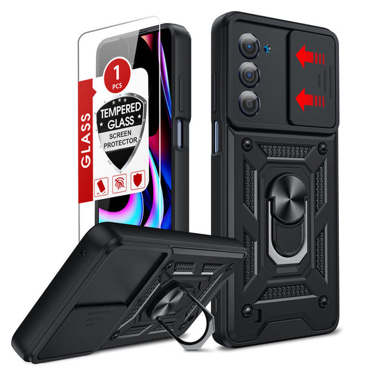 LeYi for Motorola Edge-5G UW 2021 Case: Motorola-Edge-2021-Case with Slide Camera Cover and Screen Protector, Heavy Duty Armor Cell Mobile Phone Cover