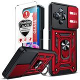 LeYi for TCL 50 XE-5G Case: with Slide Camera Cover + Tempered Glass Screen Protector, Heavy Duty Rugged Mobile Phone Case Cover Funda para with Magnetic Rotatable Ring Kickstand for TCL 50 XE