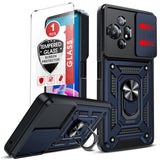 LeYi for TCL 50 XE-5G Case: with Slide Camera Cover + Tempered Glass Screen Protector, Heavy Duty Rugged Mobile Phone Case Cover Funda para with Magnetic Rotatable Ring Kickstand for TCL 50 XE