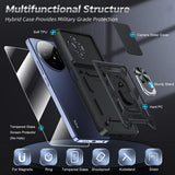 LeYi for TCL 50 XL-5G Case: with Slide Camera Cover + Tempered Glass Screen Protector, Heavy Duty Rugged Mobile Phone Case Cover Funda para with Magnetic Rotatable Ring Kickstand for TCL 50 XL